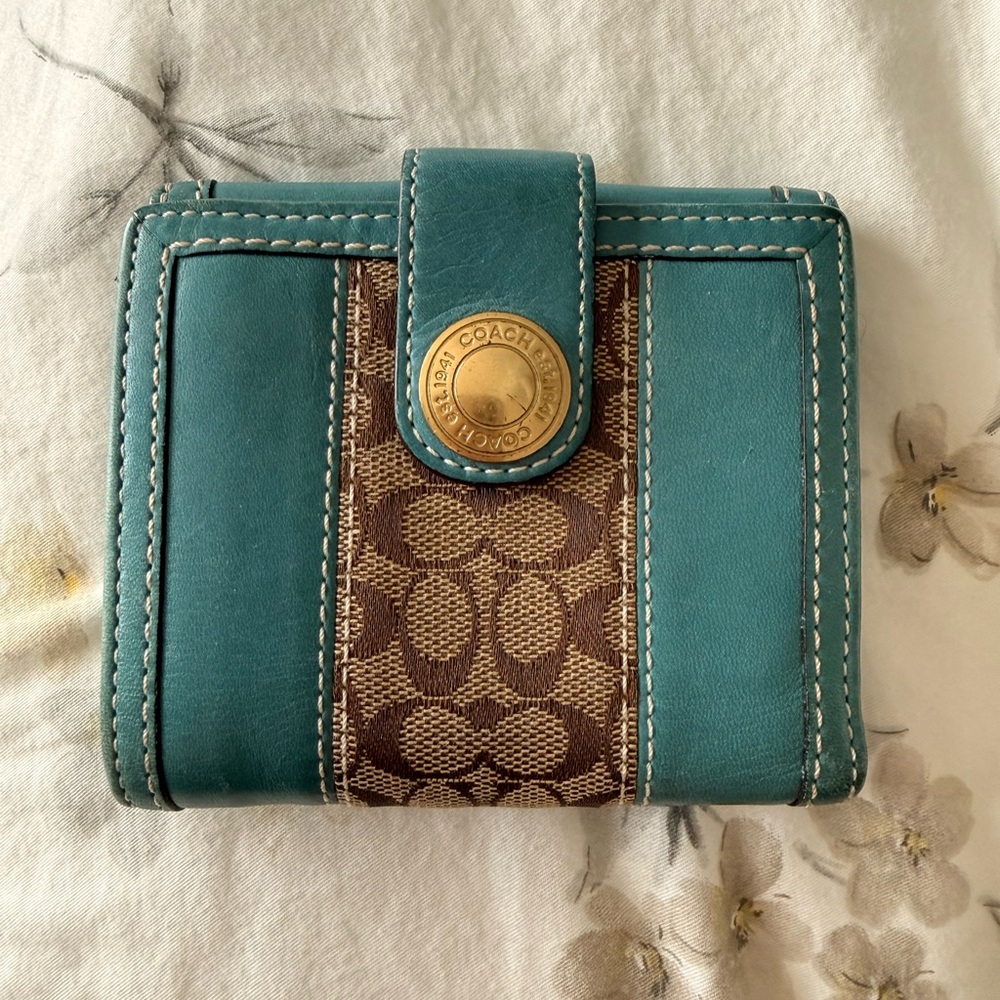 Coach Ergo Trifold Wallet in Teal